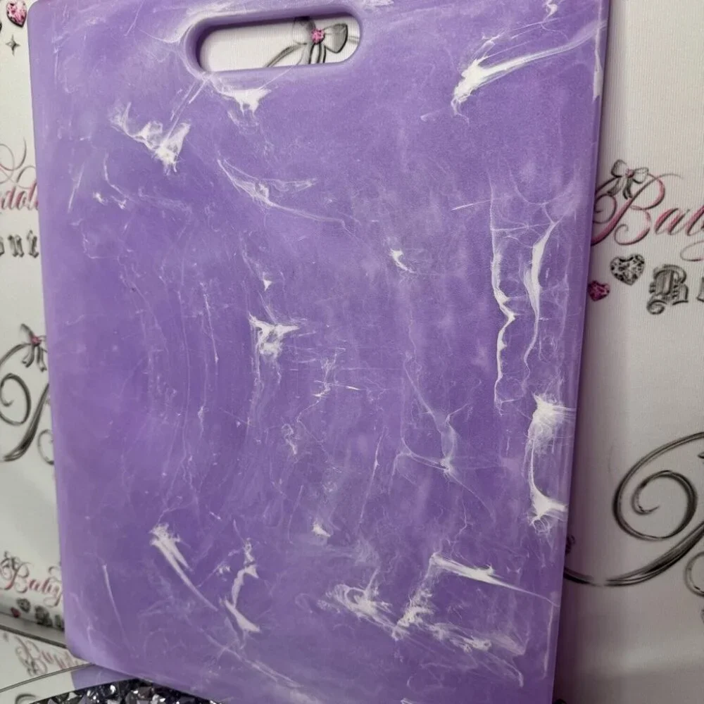 Marble swirl cutting board purple white plastic decor kitchen crystal geode look